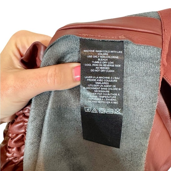 Anthropologie The Somerset Tiered Maxi Skirt: Faux Leather Edition Wine Bordeaux - Picture 9 of 11